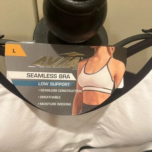 Avia Sports Bra NWT White and Black Sz Large - Picture 3 of 3